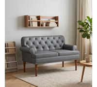 vidaXL Sofá amoroso con botones acolchados Gris 120 x 65 x 77 cm
