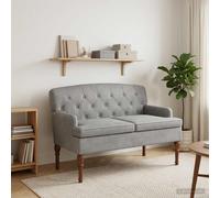 vidaXL Sofá amoroso con botones acolchados Gris Claro 111 x 65 x 79 cm