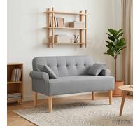 vidaXL Sofá amoroso con botones acolchados gris claro 120 x 65 x 79 cm