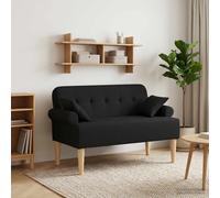 vidaXL Sofá amoroso con botones acolchados Negro 120 x 65 x 79 cm Tela