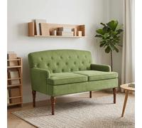 vidaXL Sofá amoroso con botones acolchados Verde claro Terciopelo