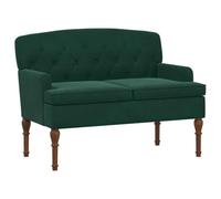 vidaXL Sofá Amoroso con botones acolchados, terciopelo verde oscuro, reposabrazos, respaldo firme