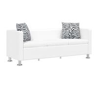 vidaXL Sofá 3 plazas de cuero artificial blanco 170 x 62,5 x 63 cm
