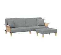 vidaXL Sofá cama 2 plazas con almohadas taburete terciopelo gris claro