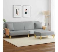 vidaXL Sofá cama 2 plazas con almohadas taburete terciopelo gris claro