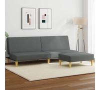 vidaXL Sofá cama 2 plazas y almohadas taburete terciopelo gris oscuro