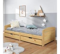 vidaXL Sofá cama con 2 cajones madera maciza pino IRUN 90x200cm