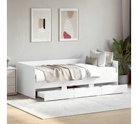 vidaXL Sofá cama con cajones sin colchón blanco 100x200 cm