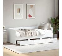 vidaXL Sofá cama con cajones sin colchón blanco 75x190 cm