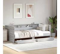 vidaXL Sofá cama con cajones sin colchón gris Sonoma 90x200 cm
