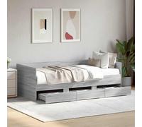 vidaXL Sofá cama con cajones sin colchón gris Sonoma 90x200 cm