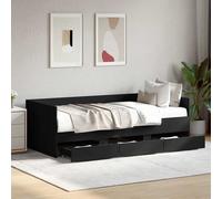 vidaXL Sofá cama con cajones sin colchón negro 75x190 cm
