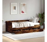 vidaXL Sofá cama con cajones sin colchón roble ahumado 90x190 cm