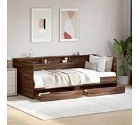 vidaXL Sofá cama con cajones sin colchón roble marrón 75x190 cm