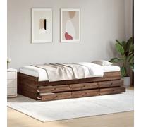 vidaXL Sofá cama con cajones sin colchón roble marrón 75x190 cm
