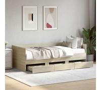 vidaXL Sofá cama con cajones sin colchón roble Sonoma 90x190 cm