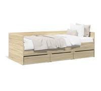 vidaXL Sofá cama con cajones sin colchón roble Sonoma 90x190 cm