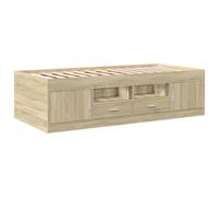 vidaXL Sofá cama tumbona de listones con cajones 90x190 cm Roble Sonoma sin colchón