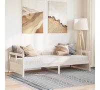 vidaXL Sofá cama con colchón madera maciza de pino blanco 90x200 cm