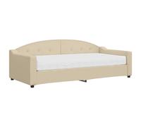 vidaXL Sofá cama con colchón tela crema 90x200 cm