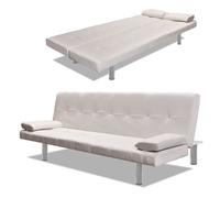vidaXL Sofá cama ajustable con 2 cojines de polipiel