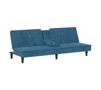 vidaXL Sofá cama con portavasos, terciopelo azul