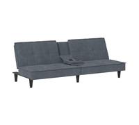 vidaXL Sofá cama con portavasos terciopelo gris oscuro