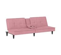 vidaXL Sofá cama con portavasos terciopelo rosa