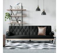 vidaXL Sofá cama con reposabrazos tela negro