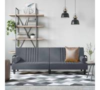Vidaxl sofá cama con reposabrazos terciopelo gris oscuro