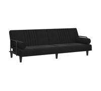 Vidaxl sofá cama con reposabrazos terciopelo negro