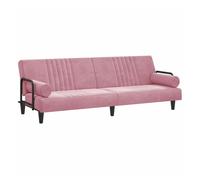 vidaXL Sofá cama con reposabrazos terciopelo rosa
