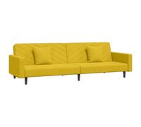 vidaXL Sofá Cama de 2 Plazas con Dos Almohadas, Diván Extensible, Cama de Invitados, Mueble para Salón Dormitorio Sótano Oficina, Terciopelo Amarillo