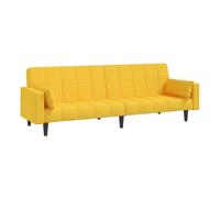 vidaXL Sofá cama 2 plazas de tela con 2 almohadas color amarillo