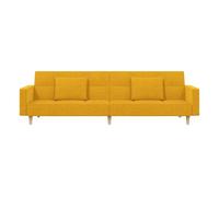 vidaXL Sofá cama 2 plazas tela color amarillo con 2 almohadas