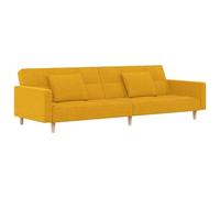 vidaXL Sofá Cama de 2 plazas con Dos Almohadas Tela Color Amarillo