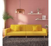 vidaXL Sofá cama de 2 plazas con dos almohadas tela color amarillo