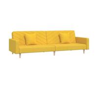 vidaXL Sofá cama de 2 plazas tela color amarillo con 2 almohadas