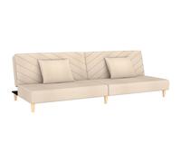 vidaXL Sofá cama de 2 plazas – Tela color crema – Incluye 2 almohadas