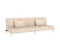 vidaXL Sofá cama de 2 plazas – Tela color crema – Incluye 2 almohadas