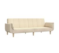 vidaXL Sofá cama de 2 plazas con dos almohadas, tela color crema