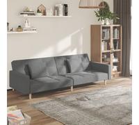 Vidaxl sofá cama de 2 plazas con dos almohadas tela gris claro