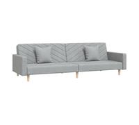 vidaXL Sofá cama de 2 plazas tela gris claro con 2 almohadas