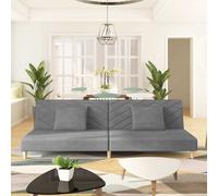 vidaXL Sofá cama de 2 plazas con dos almohadas tela gris claro