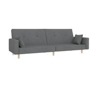 vidaXL Sofá cama 2 plazas con 2 almohadas tela gris claro