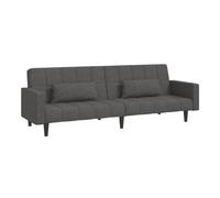 vidaXL Sofá cama 2 plazas con 2 almohadas, tela gris oscuro