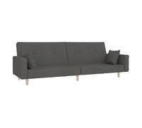 vidaXL Sofá cama de 2 plazas con dos almohadas, tela gris oscuro