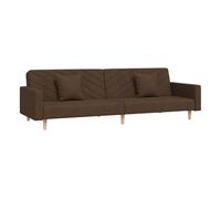vidaXL Sofá cama de 2 plazas con dos almohadas – tela marrón