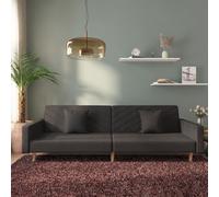 vidaXL Sofá cama de 2 plazas con dos almohadas tela negro