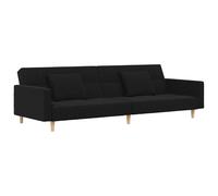 vidaXL Sofá cama de 2 plazas con dos almohadas tela negro